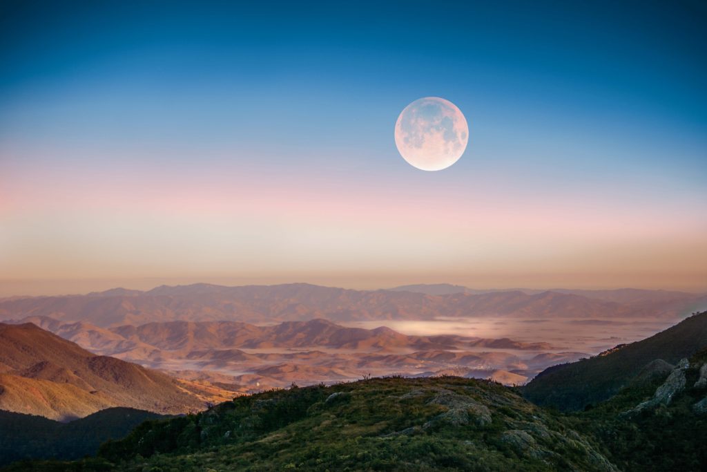 full moon during daytime